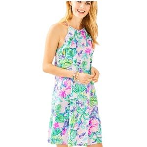 Lilly Pulitzer Billie Ruffle Dress Mermaid In The Shade Amethyst Tint Swing Fit